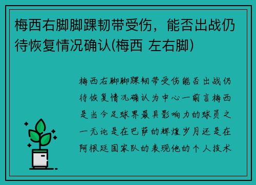 梅西右脚脚踝韧带受伤，能否出战仍待恢复情况确认(梅西 左右脚)