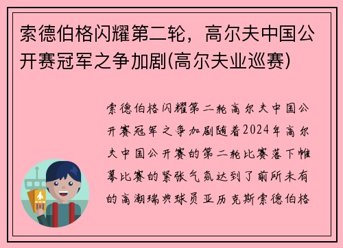 索德伯格闪耀第二轮，高尔夫中国公开赛冠军之争加剧(高尔夫业巡赛)